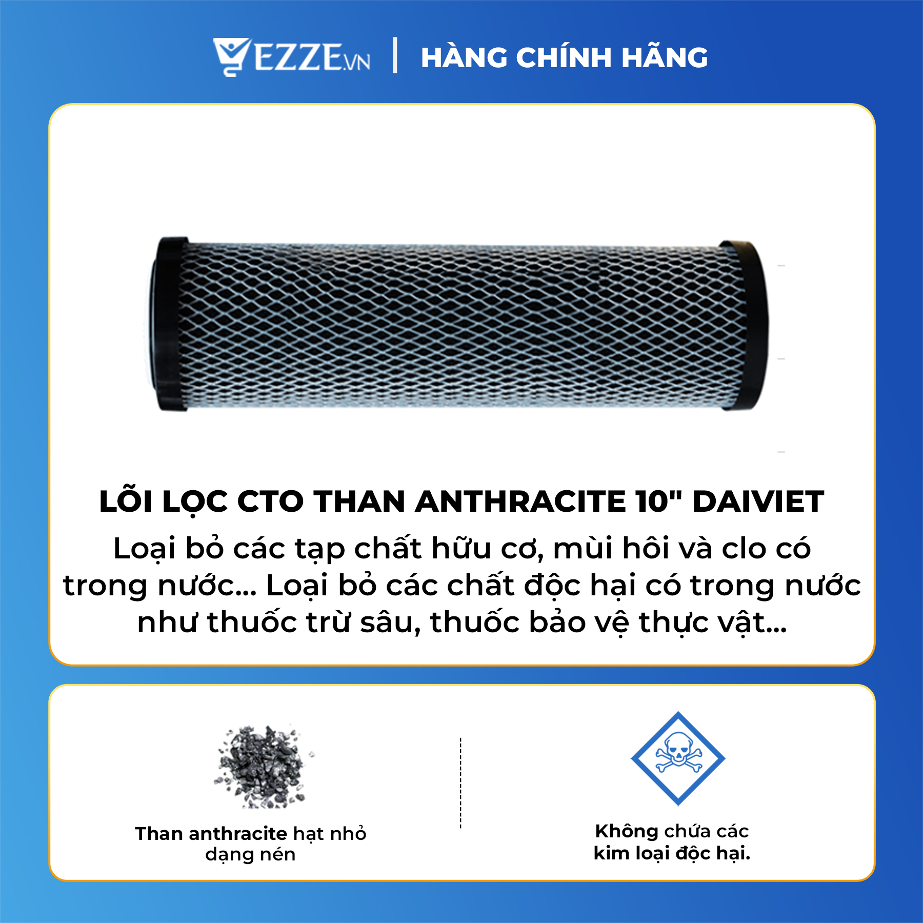 LÕI LỌC NƯỚC RO CTO THAN ANTHRACITE 10&quot; ĐẠI VIỆT CHÍNH HÃNG