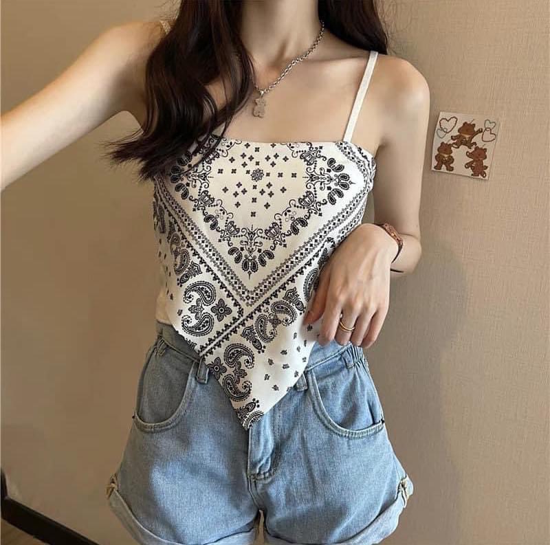 Áo 2 dây thổ cẩm vạt yếm siêu đẹp