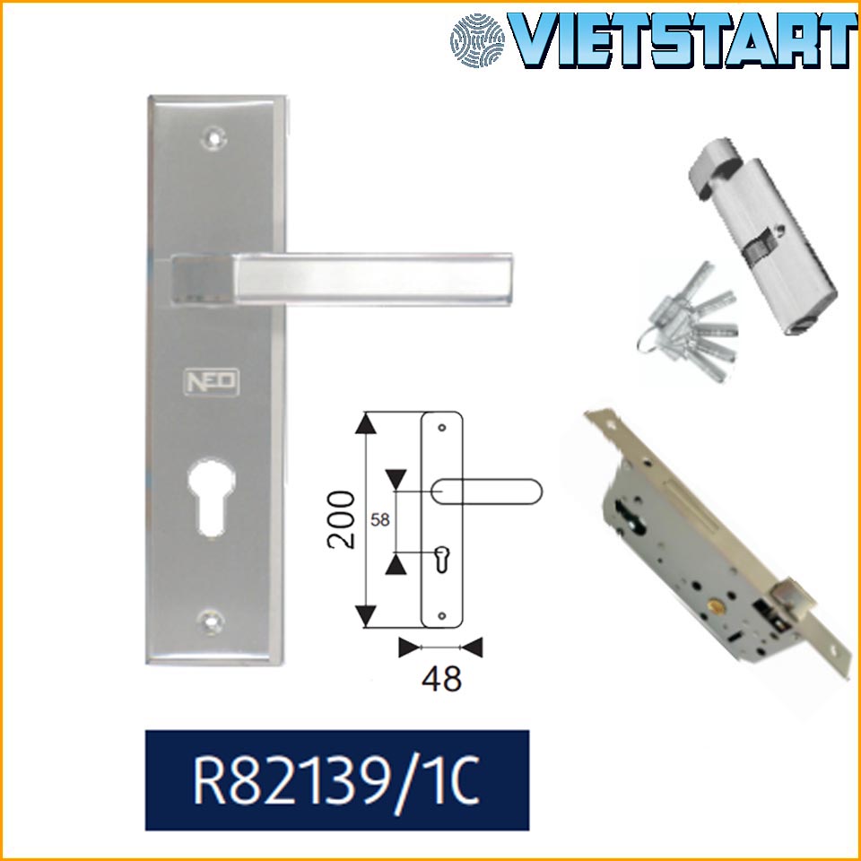 Khóa tay gạt NewNeo R82139 - khóa thông phòng, khóa phòng trọ, khóa cửa nhôm..