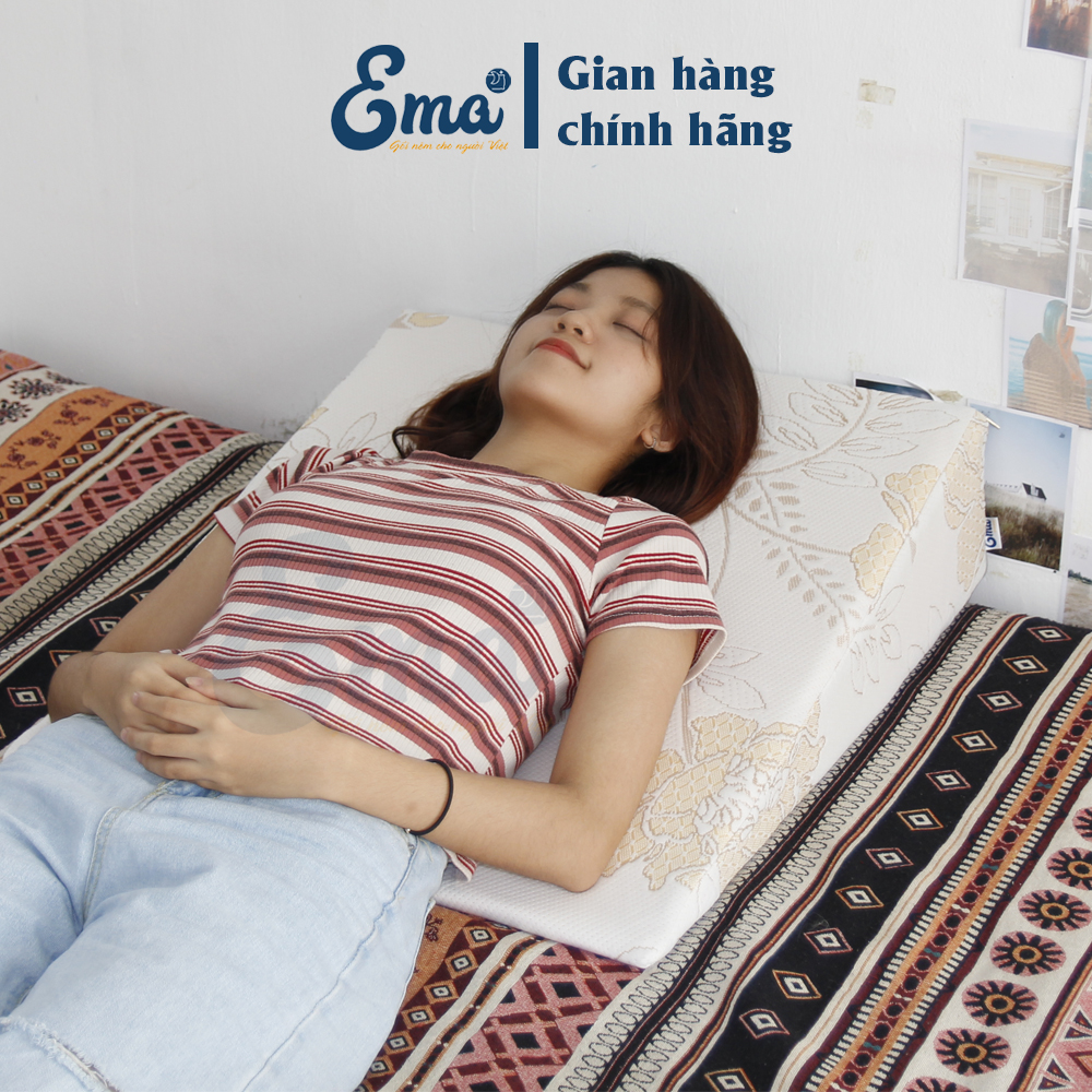 Gối chống trào ngược dạ dày thực quản người lớn Ema giúp giảm trào ngược dạ dày, viêm họng mãn tính, nuốt vướng, nghẹn cổ, khó thở khi ngủ, ngáy ngủ