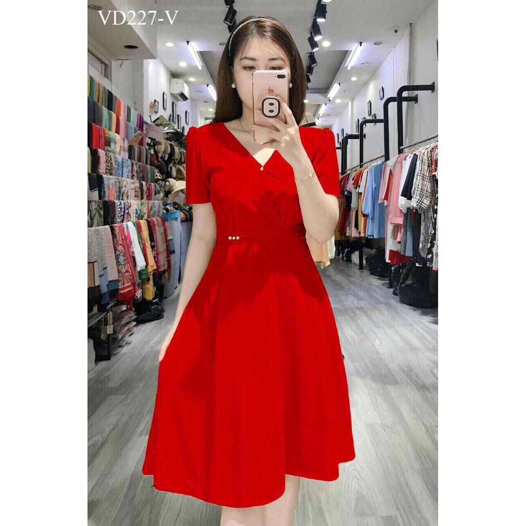 Đầm xòe - đầm xòe dự tiệc đính ngọc chiết ly eo
