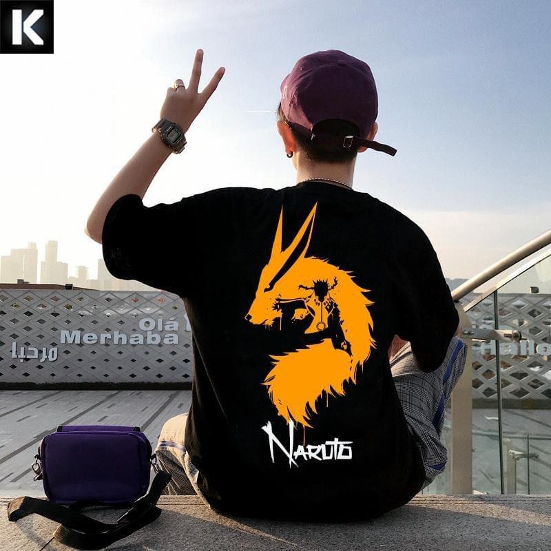 ÁO THUN UNISEX NAM NỮ naruto cáo cam