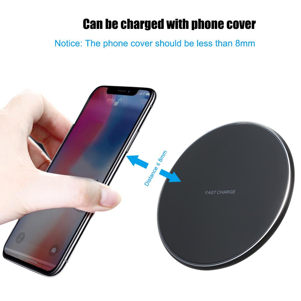 Bộ sạc không dây Qi Hình tròn QC3.0 10W không dây nhanh
