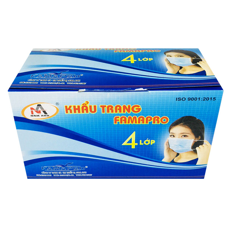 Hộp 50 Cái Khẩu Trang Y Tế 4 Lớp Nam Anh (Xanh)