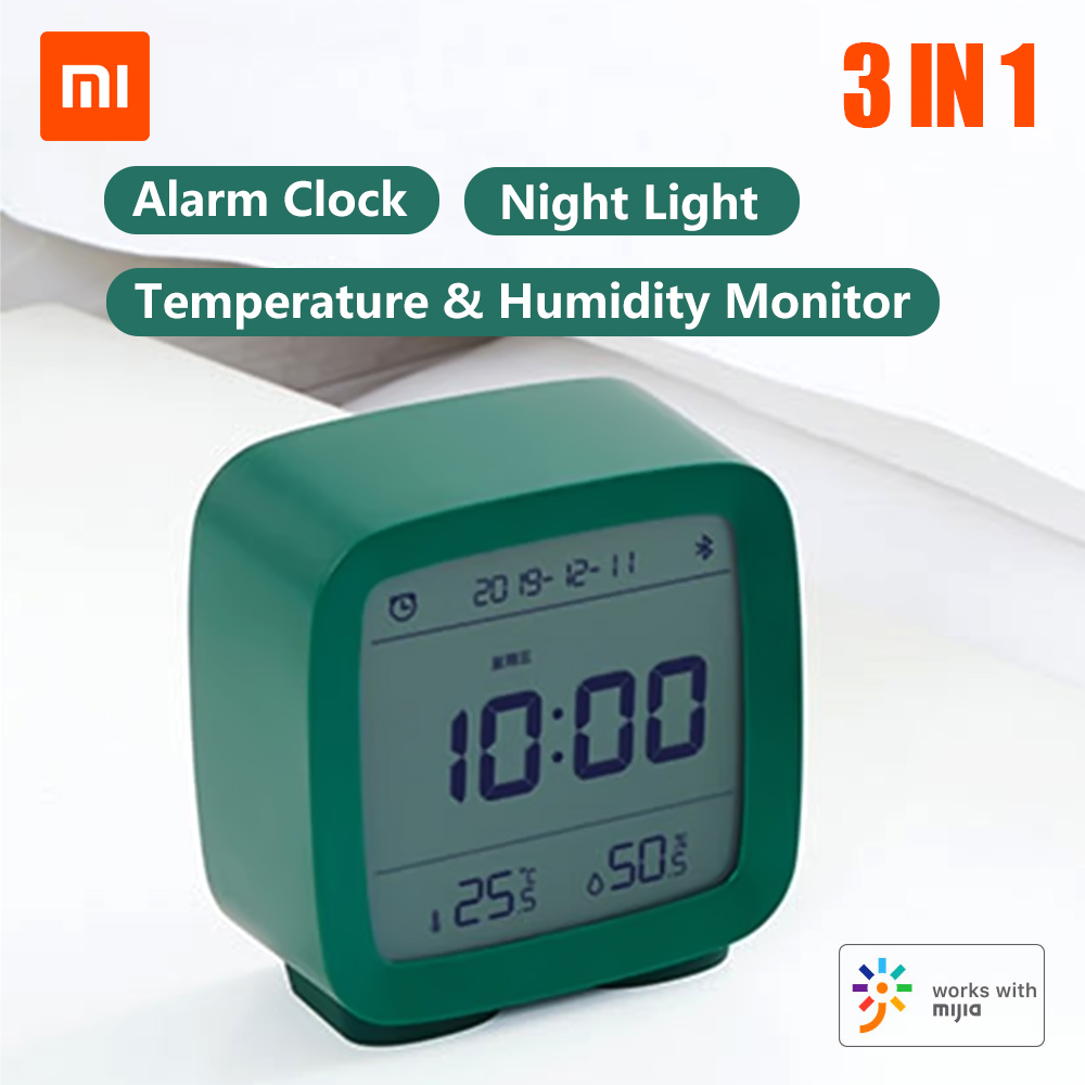 Xiaomi Qingping Bt Alarm Clock Temperature Humidity Monitoring Night Light 3 In 1 Multifunctional Clock Work With Mijia - Green