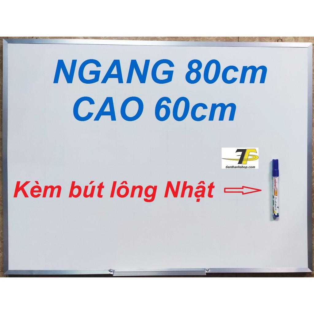 Bảng mica trắng 60 x 80cm viết bút lông viền nhôm + 1 cây Bút lông bảng Nhật UNID