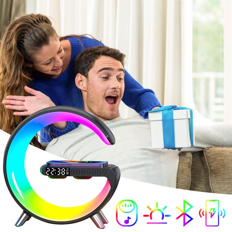 Đồng hồ báo thức không dây đa chức năng đồng hồ báo thức Bluetooth điều khiển ứng dụng LED Đèn LED Night Light RGB Bàn làm việc cho iPhone