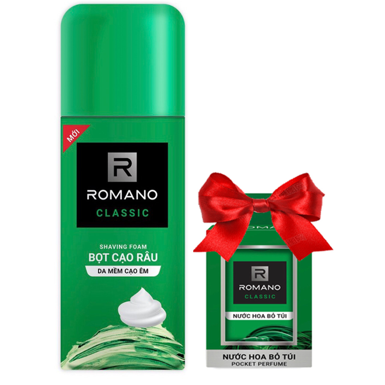 Bọt cạo râu Romano Classic 175ml tặng kèm nước hoa bỏ túi Classic 18ml