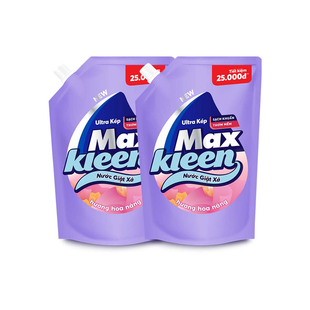 Combo 2 Túi Nước Giặt Xả Maxkleen Hương Hoa Nắng (2.4kg/túi)