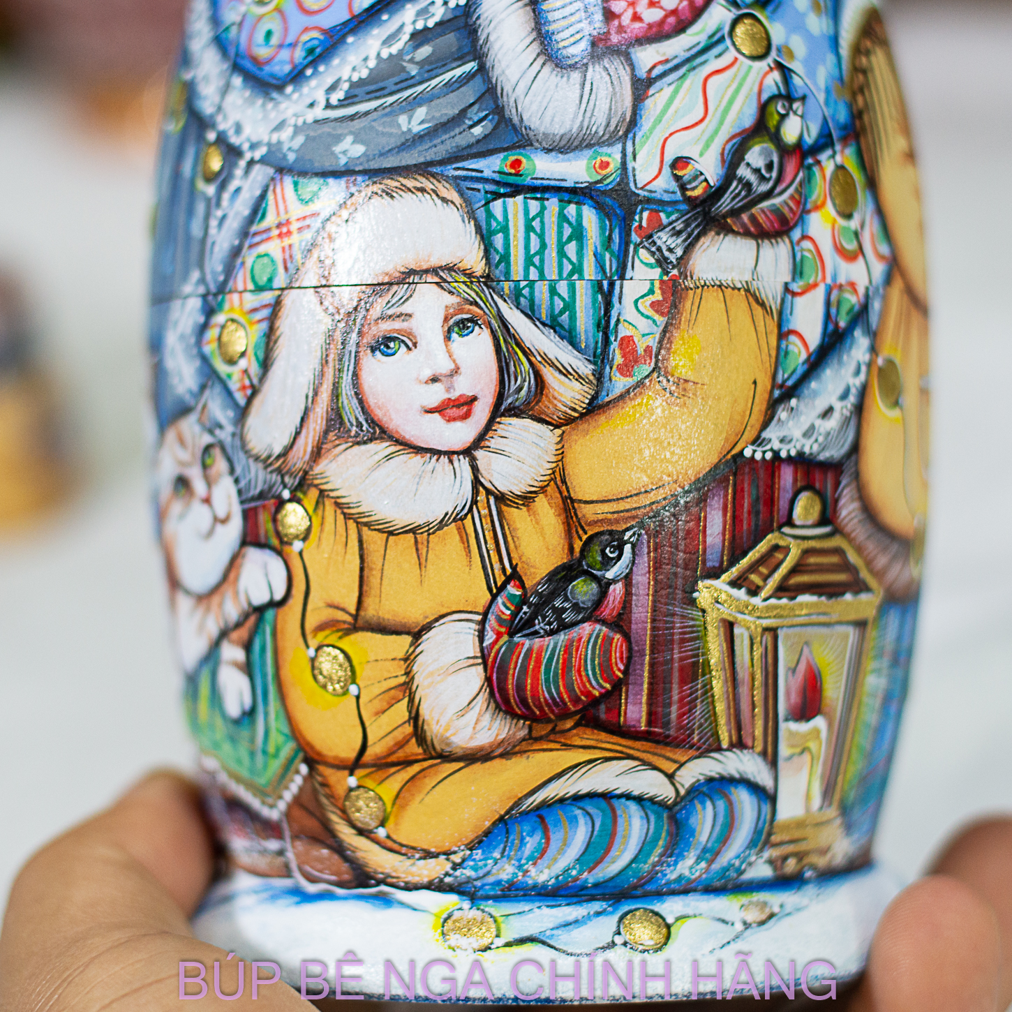 BỘ BÚP BÊ NGA MATRYOSHKA 5 LỚP 20CM HOA VĂN "CÔ BÉ MÙA ĐÔNG" CỰC ĐẸP VÀ PHONG CÁCH, CÁ TÍNH