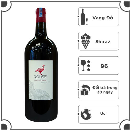 Rượu Vang Đỏ Cape Barren Old Vine Reserve McLaren Vale Shiraz 3L 14,5% - Úc - Hàng Chính Hãng