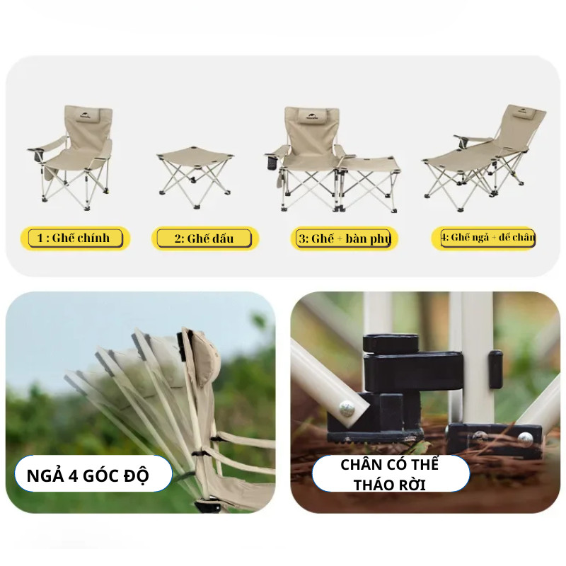 Ghế xếp gọn thư giãn kèm bàn đa năng Naturehike CNK2350JJ011