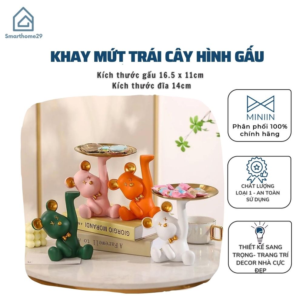 Khay Mứt Trái Cây Đựng Đồ Hình Chú Gấu Sang Trọng Sáng Tạo Trang Trí Nhà Cửa - Hàng Loại 1 - Chính Hãng MINIIN