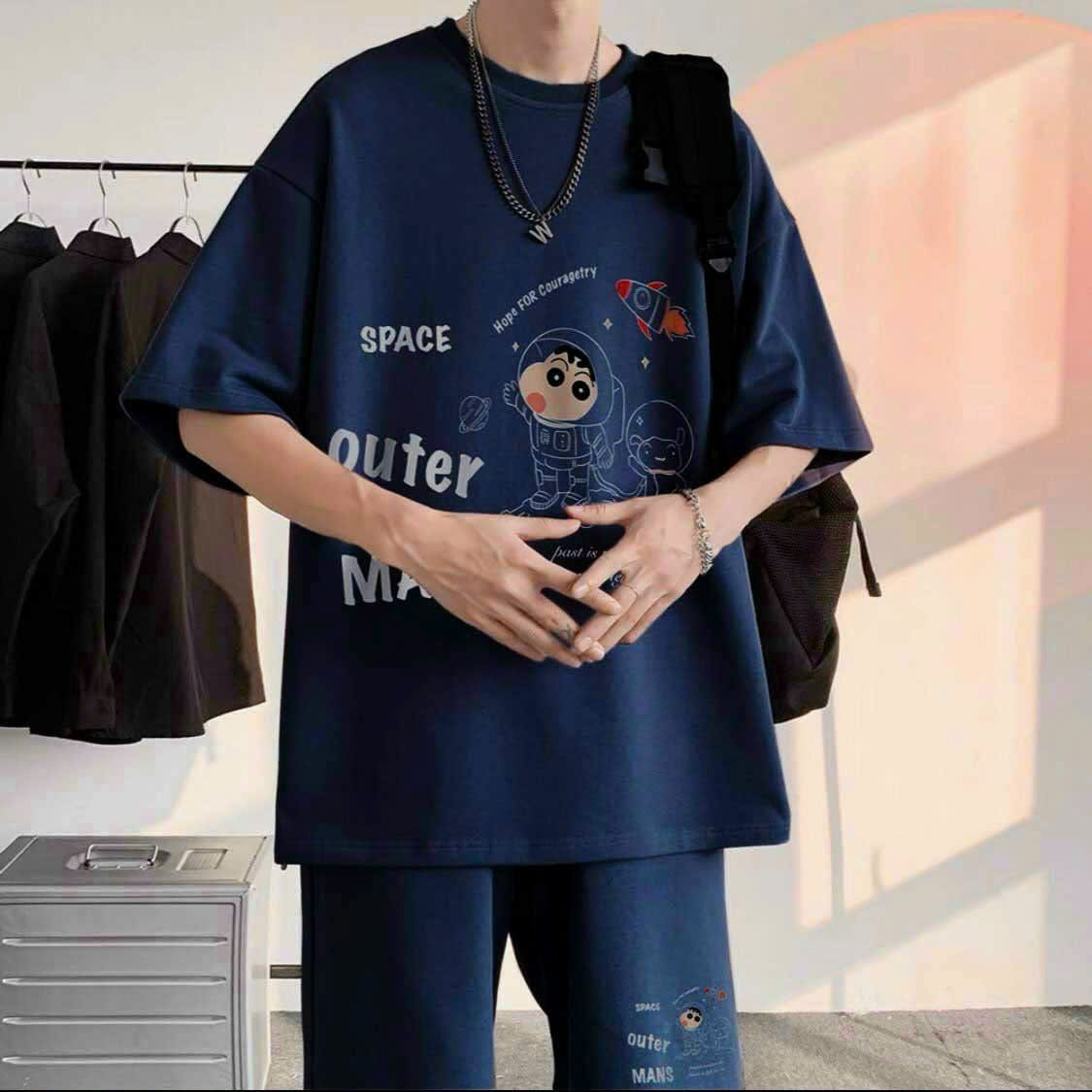 Set bộ thun thể thao lưới mè in chữ SPACE