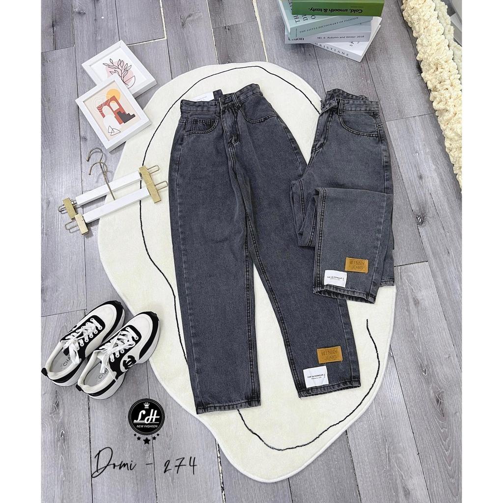 Quần bò baggy xám trơn có tag trên lai siêu đọc la Lê Huy Fashion Ms 274