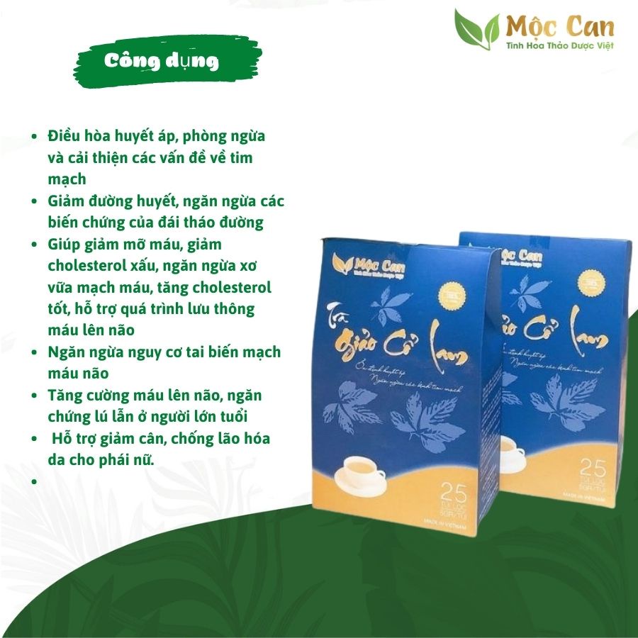 Combo 6  gói trà giảo cổ lam mộc can túi lọc Mộc Can ổn định huyết áp, hạ mỡ máu hỗ trợ ngăn ngừa xơ vữa mạch máu gói 25 túi