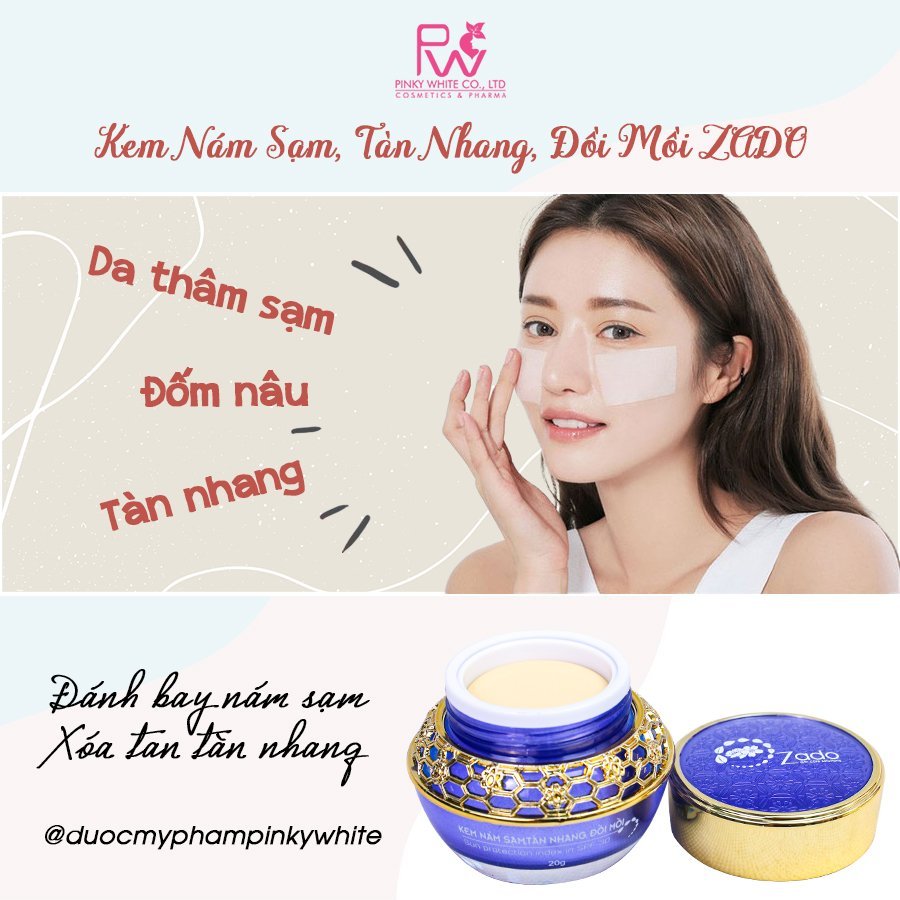 Kem Nám Sạm Tàn Nhang Zado 20g - Mờ Nám, Dưỡng Trắng Da, Chống Loã Hoá
