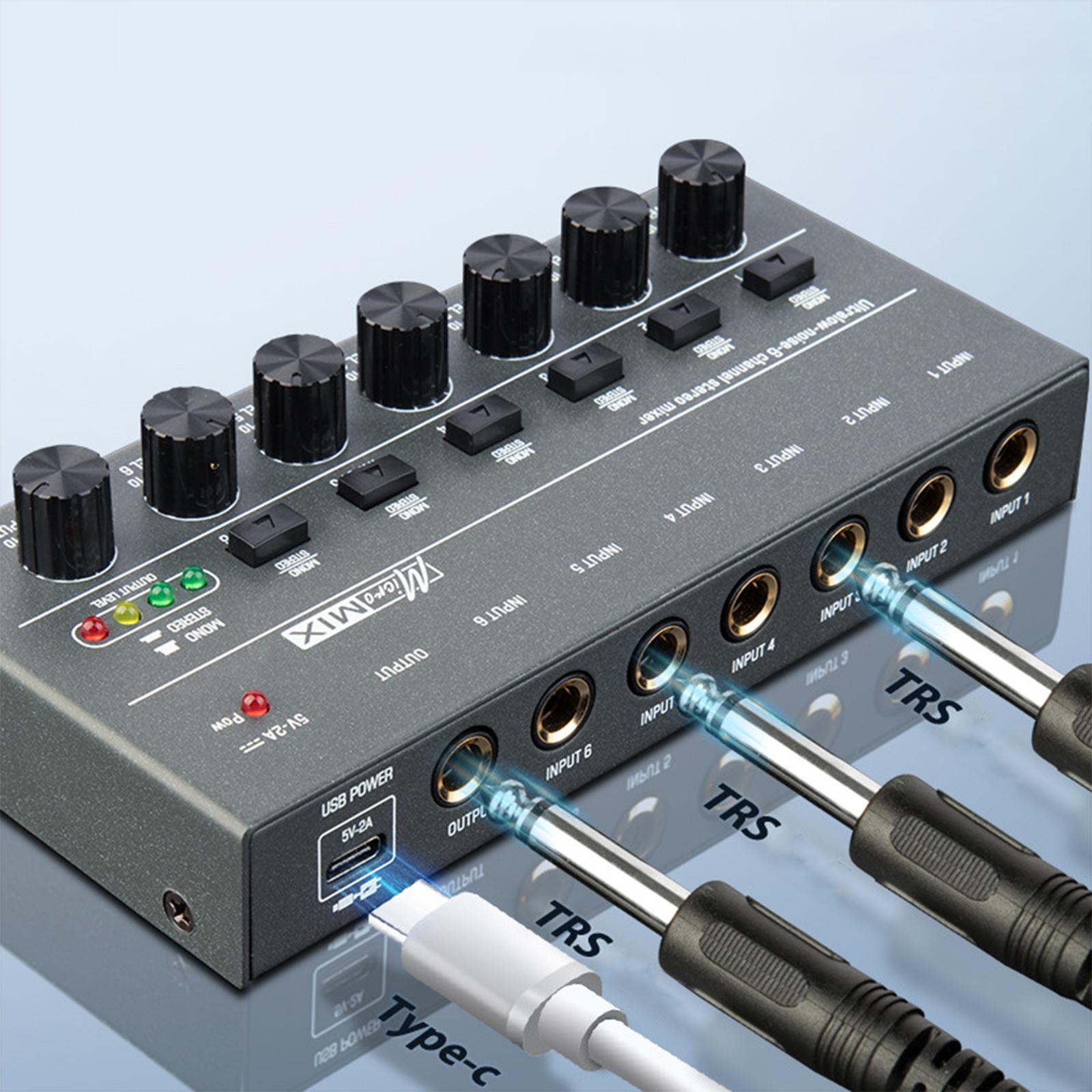 Audio Mixer 6 Input Audio Mixer Portable Sound Mixer for Small Clubs Bars