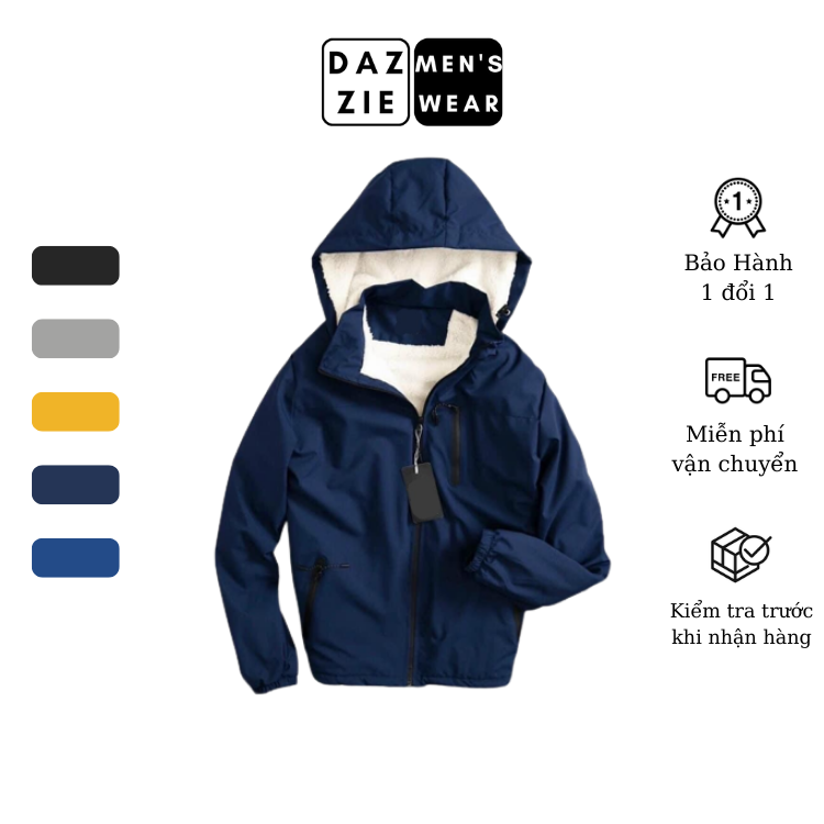 Áo khoác Lót Lông Chống Nước Nam Nữ Cao Cấp Siêu Ấm DazzieMenwear- Lớp Lông bên trong Giữ Nhiệt tốt, Vải Ngoài chống gió rét