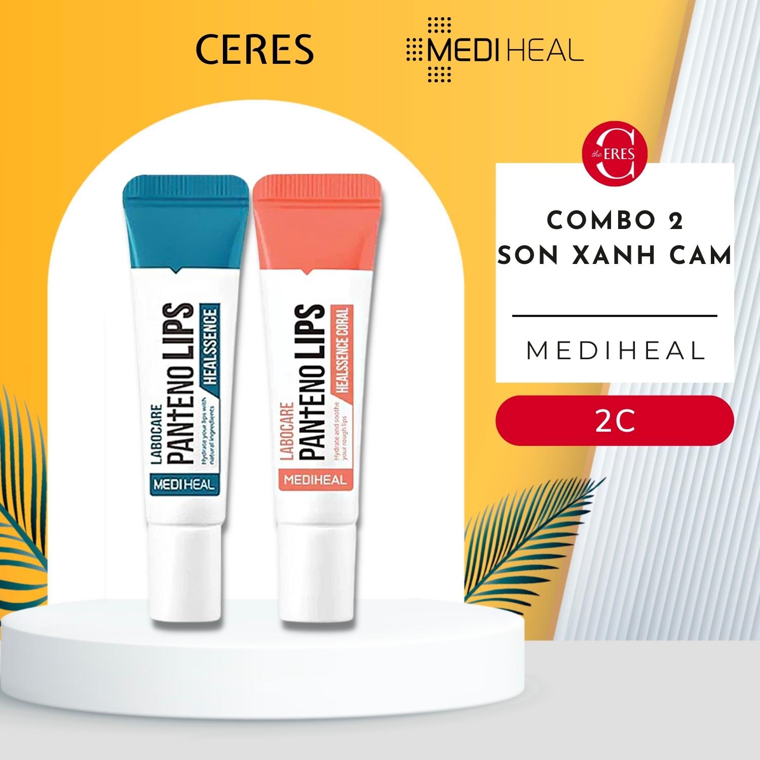 Combo 2 Son Dưỡng Môi Mediheal Labocare Pantenolips Xanh Và Cam Làm Mềm Môi 10ml