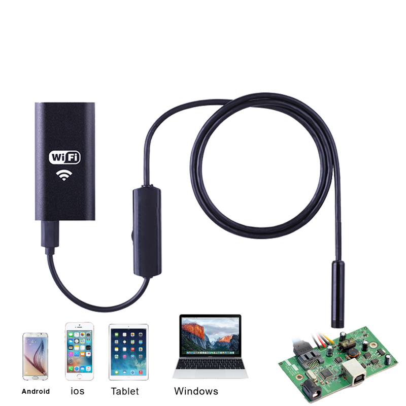 ROGTZ - Camera Nội Soi WiFi Chống Nước HD 1M Len 8mm Chất lượng hình ảnh HD 6LED Kết nối Wifi  Tương thích Ios Android Windows Chống nước IP67 Đa mục đích sử dụng Kiểm tra đường ống, thiết bị máy móc, động cơ Sửa chữa bảo dưỡng thiết bị  - Hàng Chính Hãng