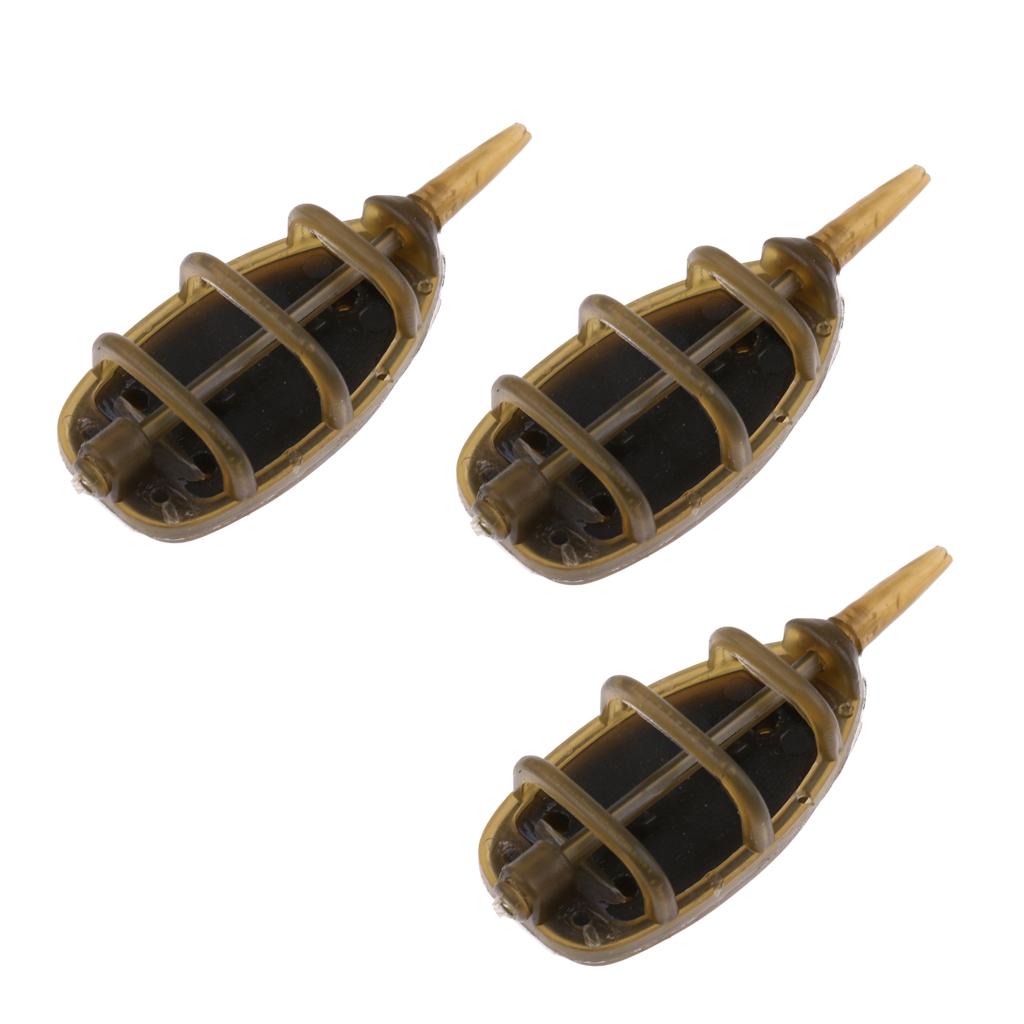3Pcs Inline Method Feeder Set Carp Fishing Tackle Bait Cage Carp Feeders 15g