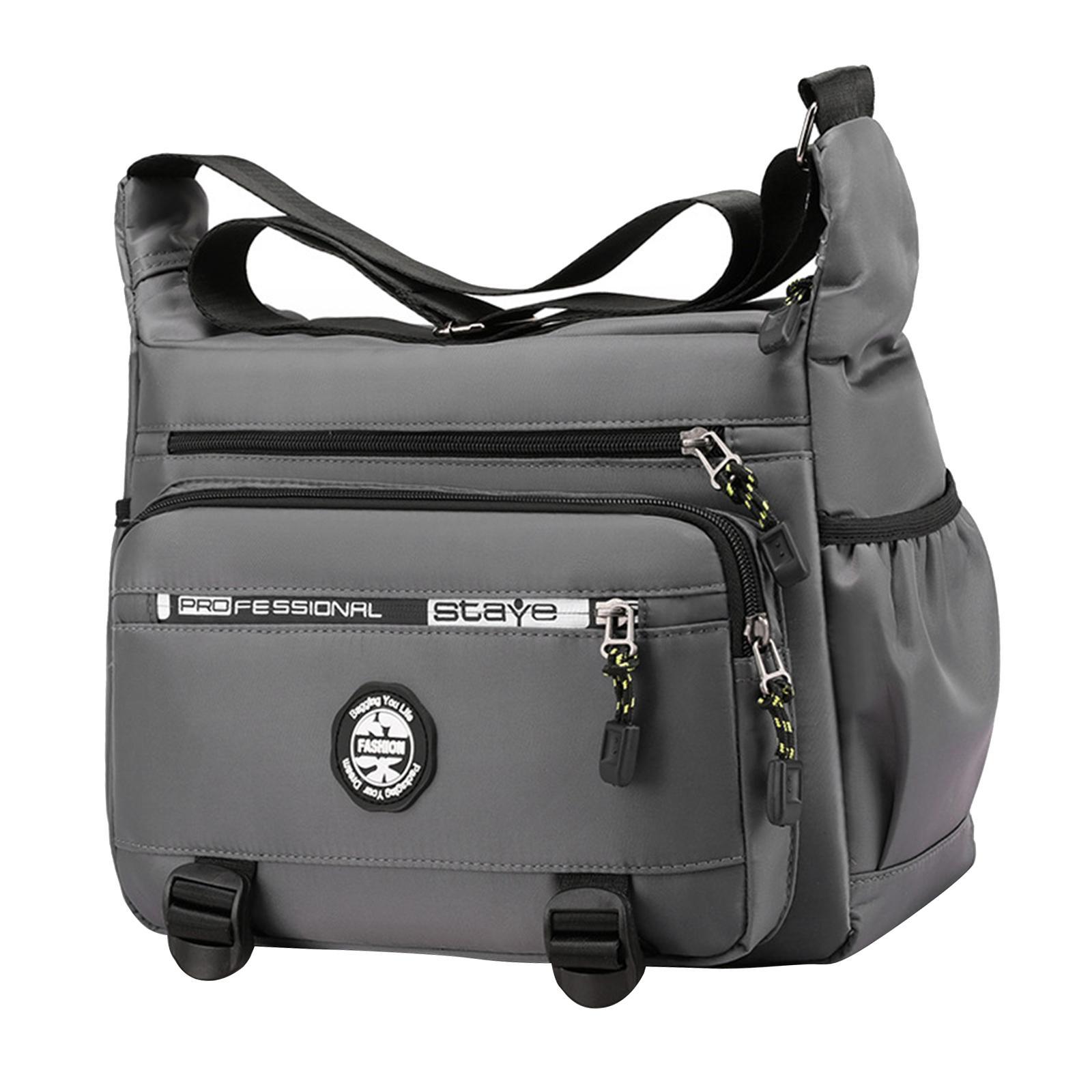 Men Shoulder Bag Crossbody Bag Zipper Waterproof Large Capacity Handbag Black