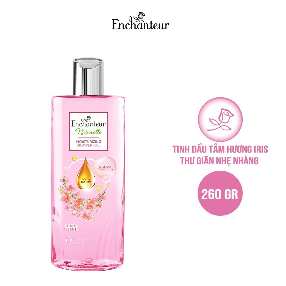 Combo Sữa tắm dưỡng da Enchanteur Naturelle hương hoa Lavender và Iris 260gr/Chai