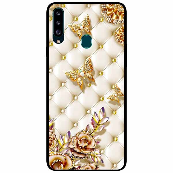 Ốp lưng dành cho Samsung A20s mẫu Bướm Vàng Giả Da