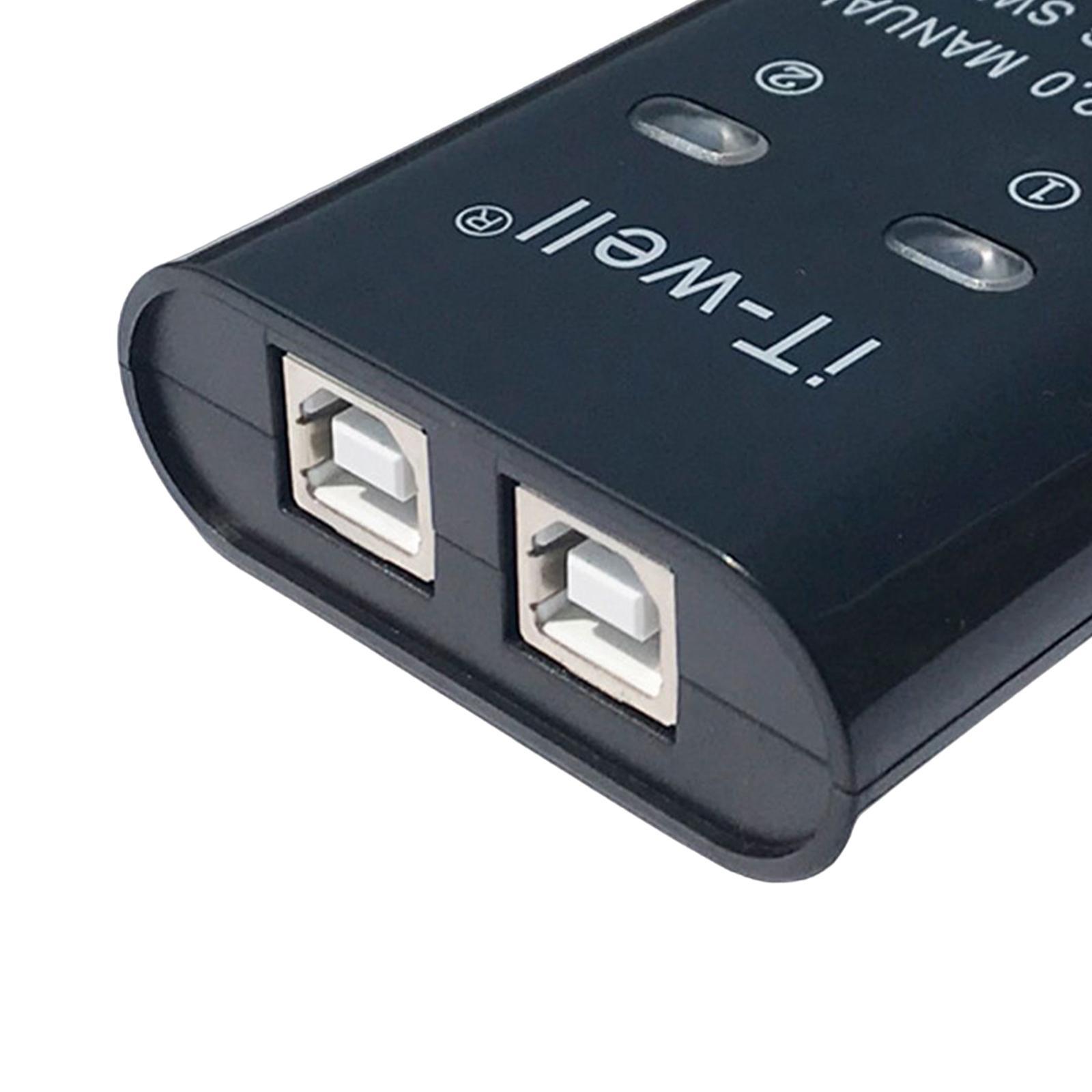 2 in 1 Out USB Printer Sharing Device Splitter Hub Plug and Play