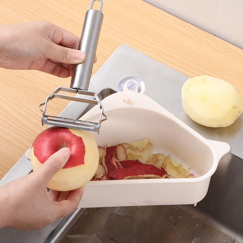 Multifunctional Corner Sink Drain Rack Shelf Suction Cup Sink Drain Basket Bowl Sponge Holder Kitchen Bathroom Storage Organizer