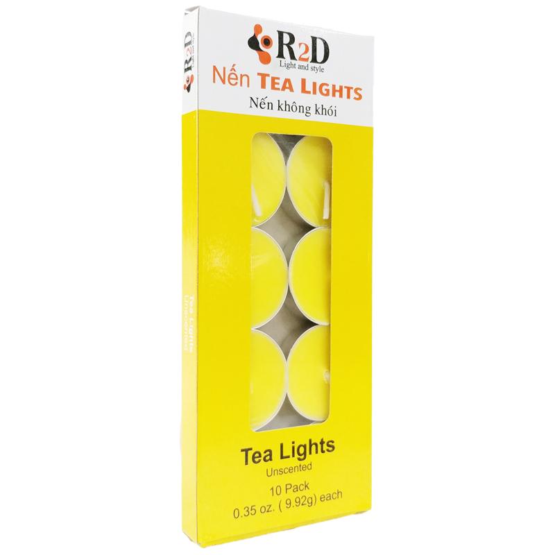 Hộp 10 Nến Không Khói Tealight Candle R2D - Màu Vàng