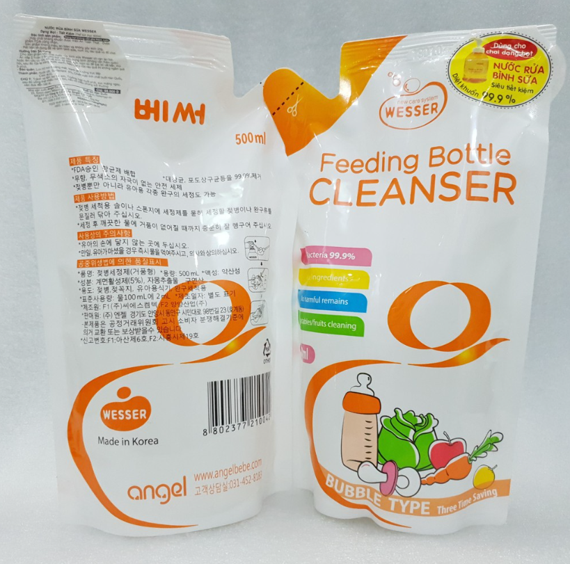Nước Rửa Bình Sữa Wesser Dạng Gói (500ml)