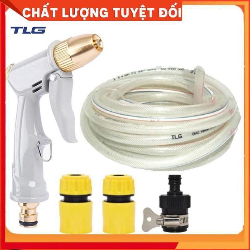 Bộ dây vòi xịt nước rửa xe, tưới cây tăng áp 3 lần, loại 3-5m (cút nhựa nối 713-1) 206846