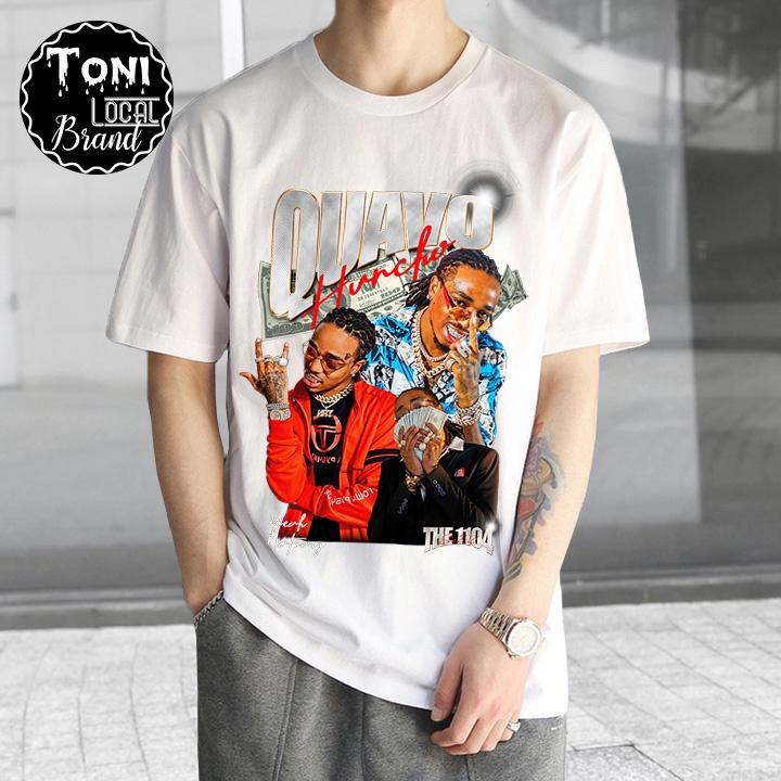 ÁO THUN Tay Lỡ QUAVO Hot Hit Local Brand Unisex Cotton 100 Form Rộng Nam Nữ