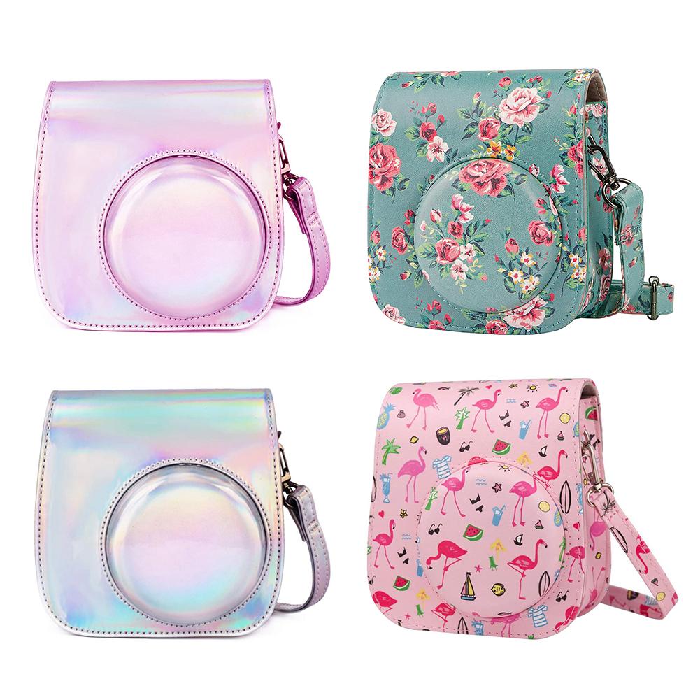 PU Leather Camera Case Protector Túi Túi Túi tương thích Vỏ với dây đeo vai mềm cho Fujifilm Instax Mini 11 9 8 Màu: Set Brown 256Pockets