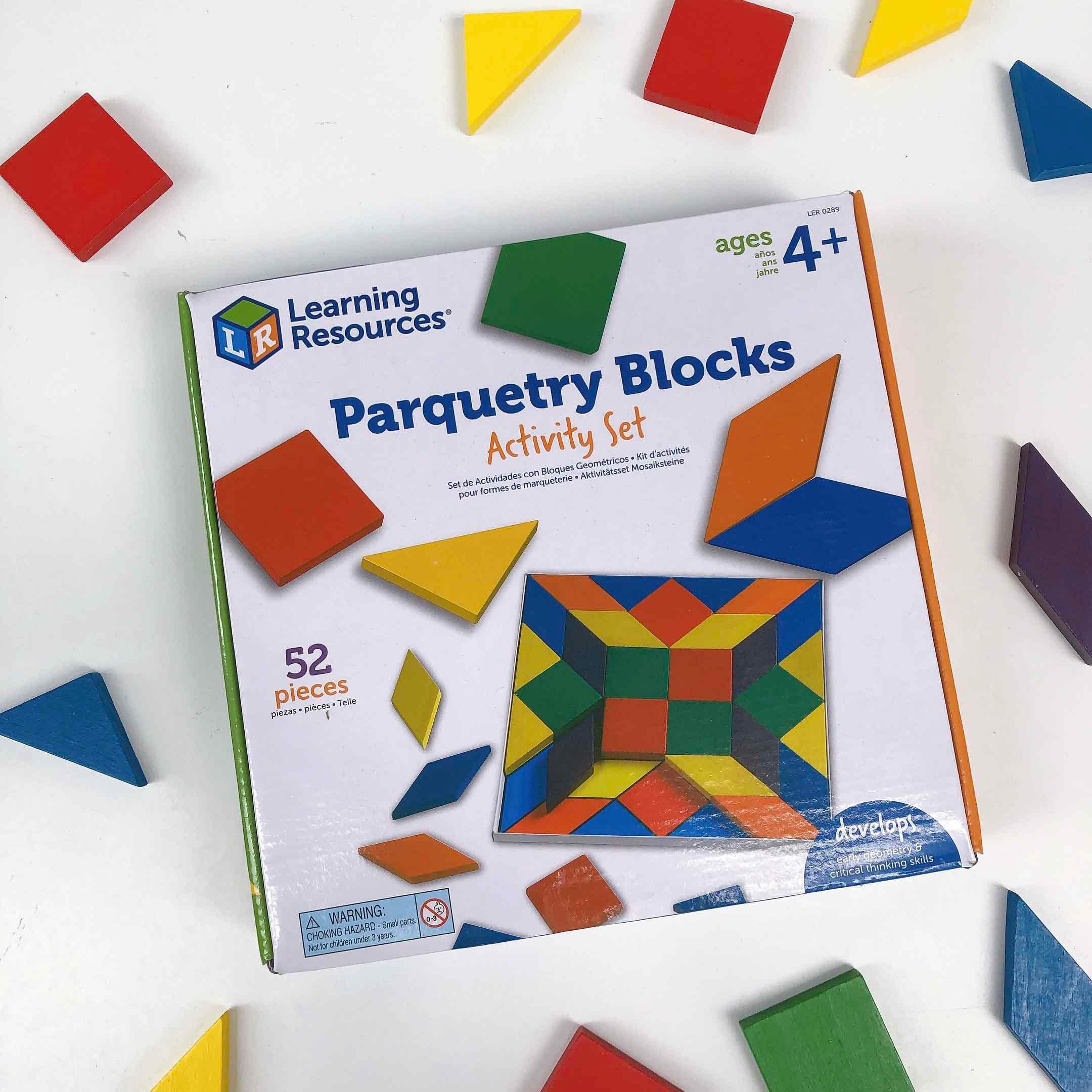 Learning Resources Bộ các khối hình dạng và 20 thẻ hoạ tiết - Parquetry Blocks &amp; 20 Pattern Cards