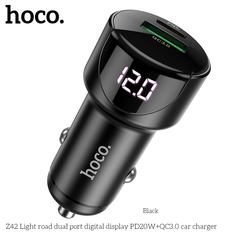Tẩu sạc 20W (Type C + USB) Hoco Z42 sạc nhanh cho điện thoại Samsung/ iP Hàng chính hãng