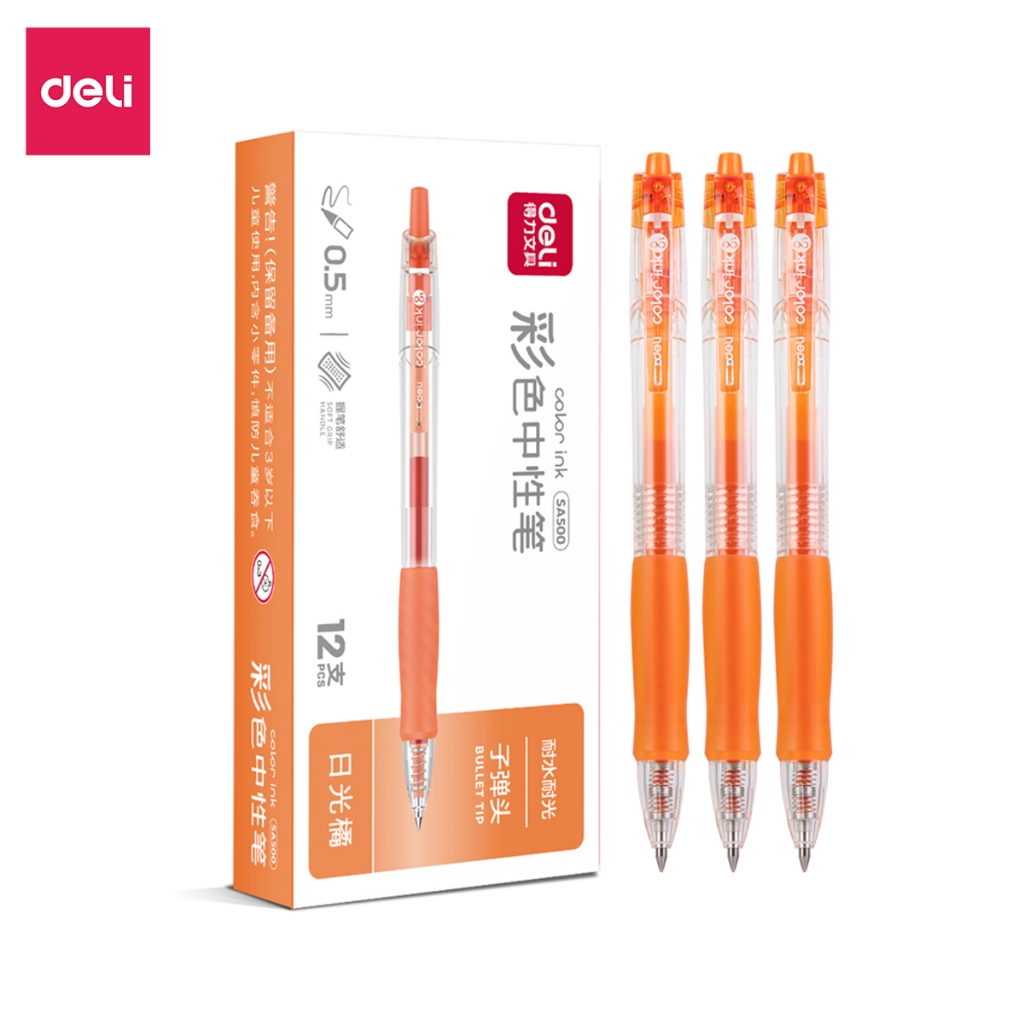 Bút Bi Nước Mực Gel Ngòi 0.5mm 10 Màu Chính Hãng Deli, Bút Gel Nhiều Màu Trang Trí Vở