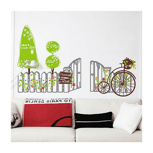 Decal Dán Tường Hàng Rào Cây Xanh PK68