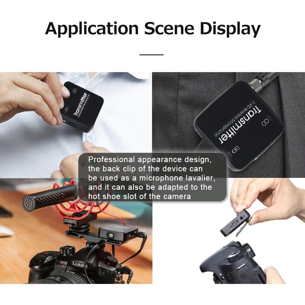 2.4G Wireless Clip-on Microphone Portable Microphone 70m Long Transmission Distance for Live Streaming Vlog Shooting