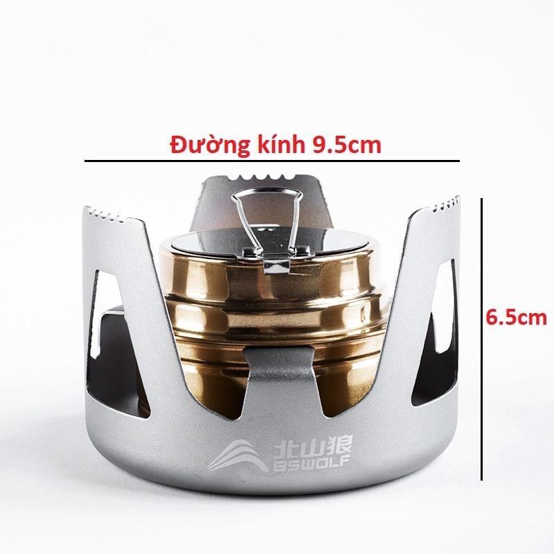 Bếp cồn dã ngoại, cắm trại, picnic BSWOLF Chất liệu hợp kim nhôm + đồng vàng. Nắp chữa cháy an toàn.