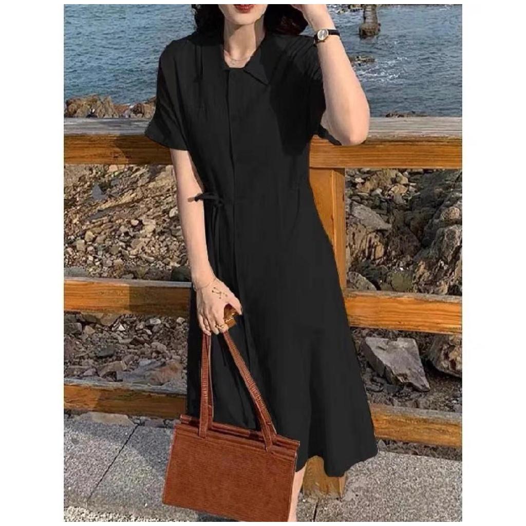 MS890 Váy đầm sơ mi cổ đức chiết eo tôn dáng (kèm dây buộc nơ)