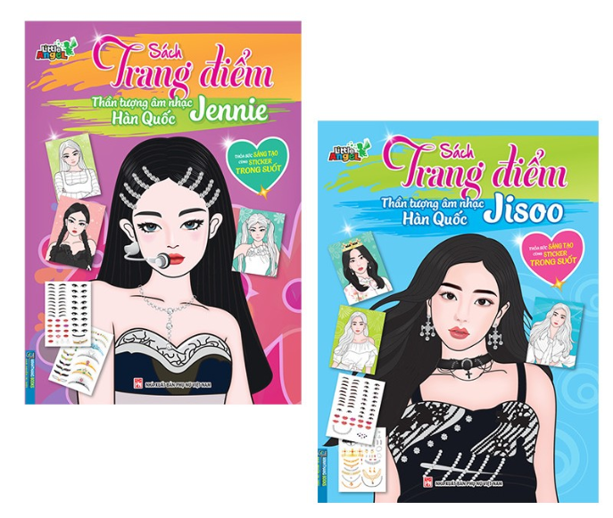 SÁCH - COMBO 2C Sách trang điểm thần tượng âm nhạc Hàn Quốc - JENNIE & JISOO(thỏa súc sáng tạo cùng sticker trong suốt)