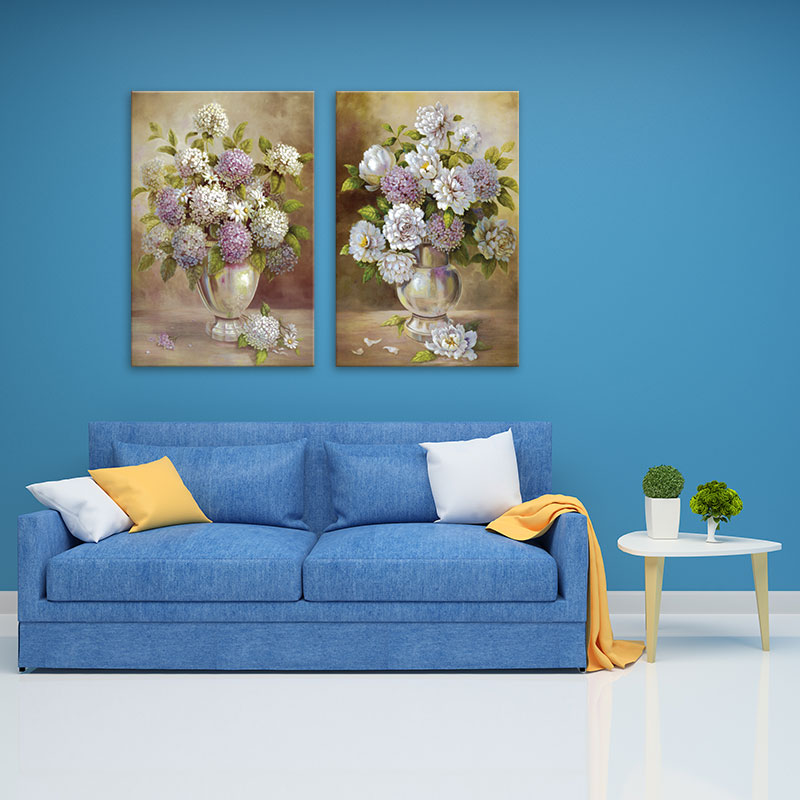 Bộ 2 tranh lọ hoa Cẩm Tú Mẫu Đơn | Tranh phòng khách W1687