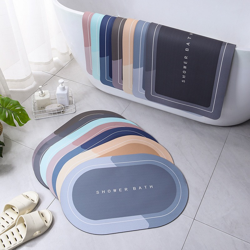 Thảm Lau Chân Silicon Hình Chữ Nhật Cao Cấp Siêu Thấm Hút Nước Nhanh Kích Thước 40x60cm - Thảm Chùi Chân Đế Cao Su Chống Trơn Trượt Giao Màu Ngẫu Nhiên
