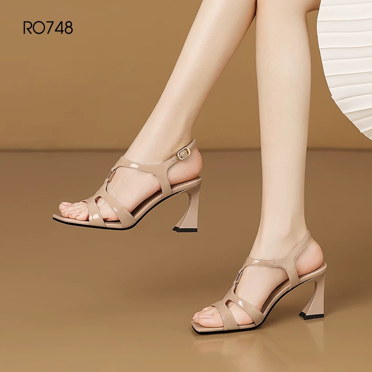 Sandal cao gót nữ ROSATA RO748 -7p- Đen, Nude - BKSTORE - HÀNG VIỆT NAM