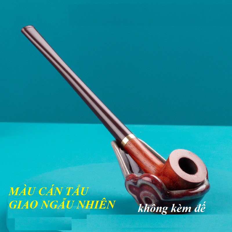 Tẩu thuốc gỗ trắc cán dài cao cấp phong cách cổ điển, màu cán giao ngẫu nhiên STN-V057 ( không kèm theo đế)