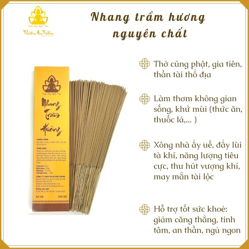 Nhang trầm hương nguyên chất tự nhiên Size 40cm - Hộp 250 gram