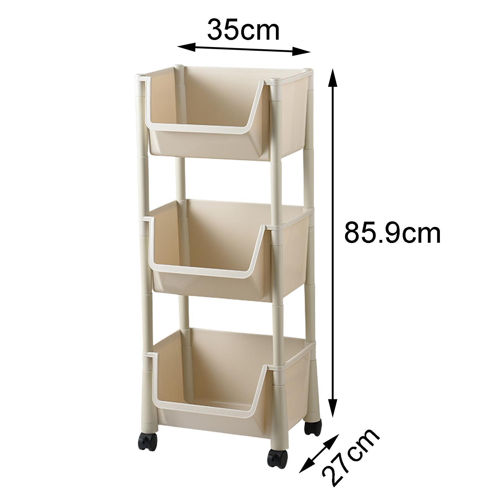 Kitchen Storage Shelf Basket with Lockable Wheels for Bedroom Bathroom